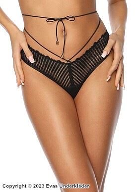 Brazilian panties, soft lace, thin straps, mesh inlay